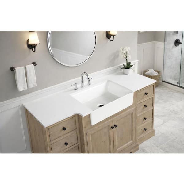 Kelly 60 in. W x 20.5 in. D x 34.5 in. H Bath Vanity in Weathered Fir with White Engineered Stone Top with White Basin