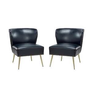 Anita Navy Accent Side Chair with Metal Legs (Set of 2)