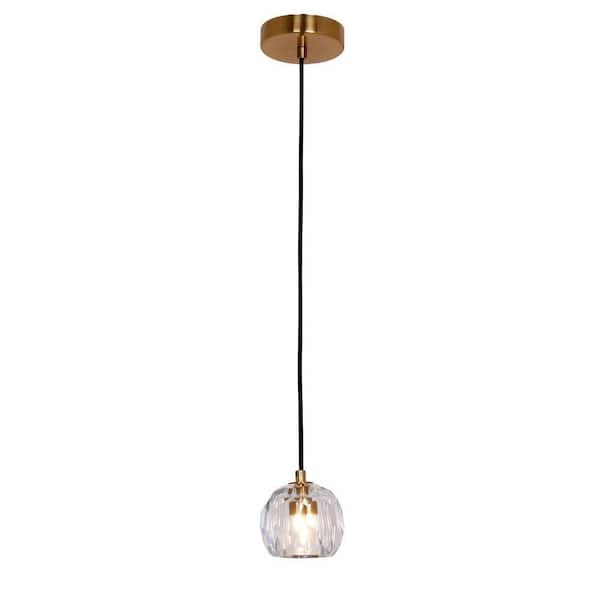 1 Light Brass Crystal Mini-Pendant Light with G9 Bulb Base