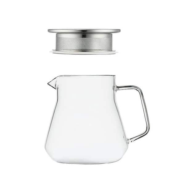 2-Cup Clear One-Touch Glass Teapot Borosilicate Stovetop Safe Tea Pot with Stainless Steel Filter Lid Durable Design