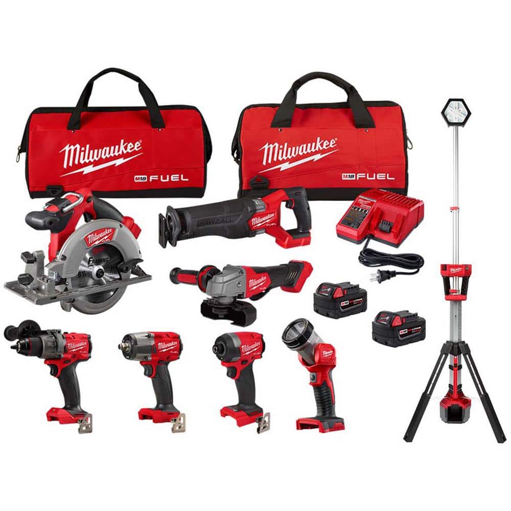 Milwaukee M18 FUEL 18-Volt Lithium-Ion Brushless Cordless Combo Kit (7-Tool) w/M18 Tower Light -  3697-27-2131-20