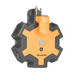 Heavy-Duty 5-Outlet (1875-Watt) Outdoor Extension Cord Power Adapter with Swivel Safety Covers, Outlet Splitter (Orange)