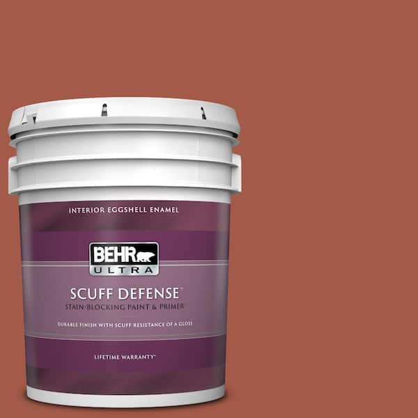 BEHR ULTRA 5 gal. #PPU2-15 Cajun Red Extra Durable Eggshell Enamel Interior Paint & Primer