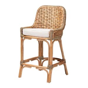 Kyle 39.6 in. Natural Low Back Rattan Frame Counter Height Bar Stool