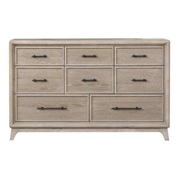 Furniture of America Liston Oak 8-Drawer 64 in. Dresser with Bracketed Feet  and Black Metal Handles IDF-N7600AK-D - The Home Depot