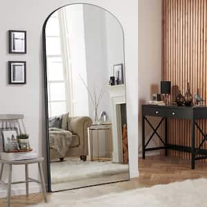 70.8 in. H x 31 in. W Modern Arched Shape Wood Framed Black Standing Mirror Full Length Wall Mirror Floor Leaning Mirror