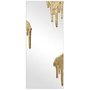 Antique Gold Foiled Icecles on a Frameless Rectangular Wall Mirror, 48 in. x 20 in.