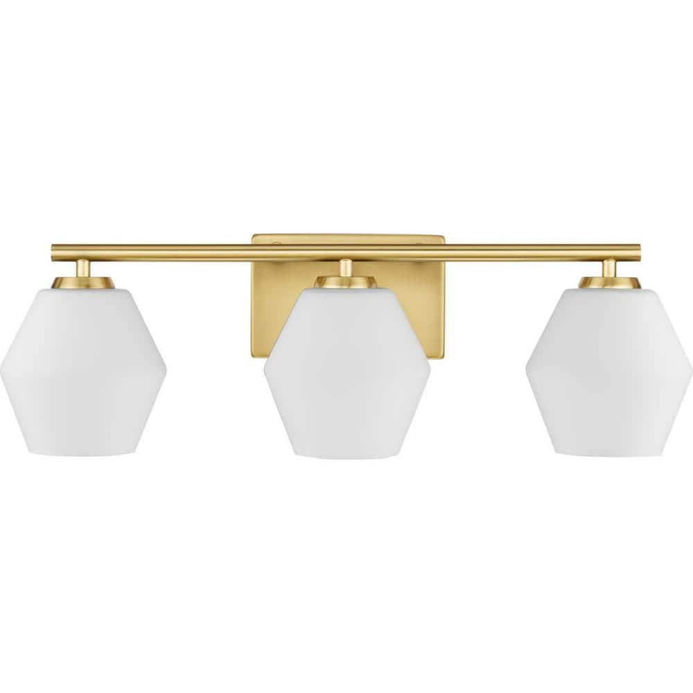 Brushed Gold 24" Vanity Light with Opal Glass Shades