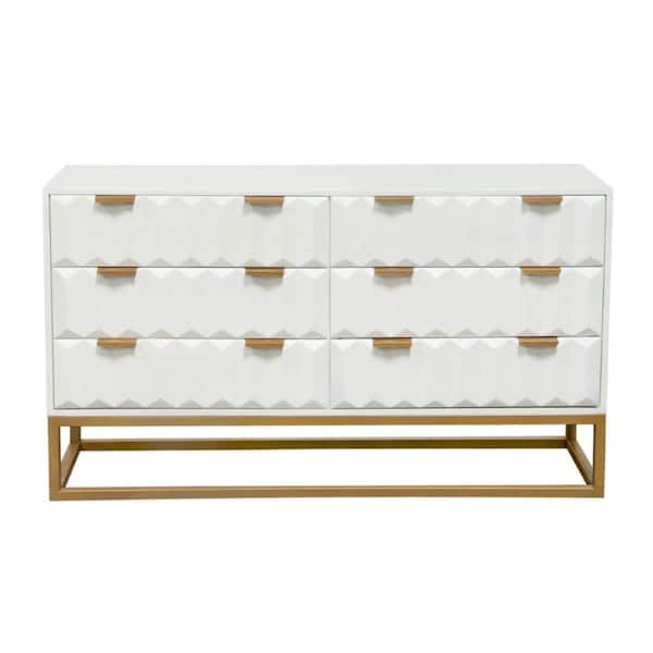 Benjara 51 in. White and Gold Dresser Without Mirror BM305041 The