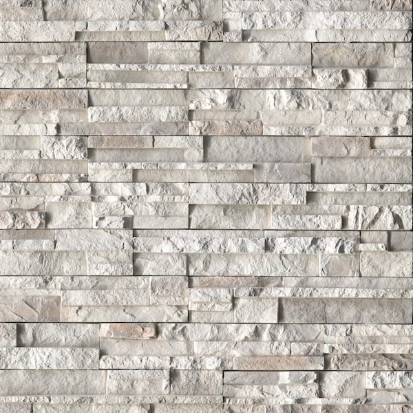 MSI Take Home Tile Sample-Terrana Danbury White 4 in. x 4 in. Natural Finish Cement Stone Look Ledger Panel Wall Tile