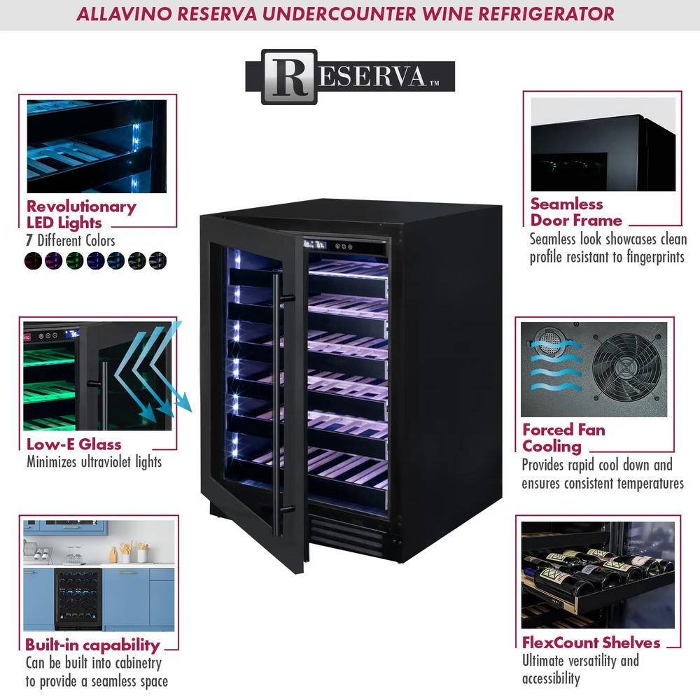 100-Bottle Black Stainless Steel Dual Zone Wine Refrigerator
