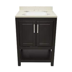 Taos 25 in. W x 19. in D. x 36 in. H Bath Vanity in Espresso with Cultured Marble Carrera Top with White Basin