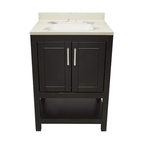 Ella Taos 25 in. W x 19. in D. x 36 in. H Bath Vanity in Espresso with Cultured Marble Carrera Top with White Basin