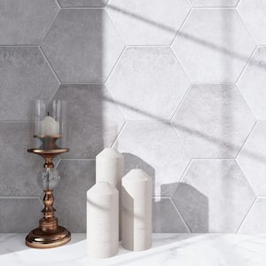 Dakota Hexagon 7.87 in. x 9.45 in. Matte Base Gray Porcelain Floor and Wall Tile (10 sq. ft./Case)