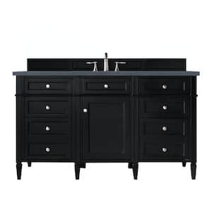 Brittany 60 in. W x 23.5 in.D x 345 in. H Single Bath Vanity in Black Onyx with Quartz Top in Charcoal Soapstone