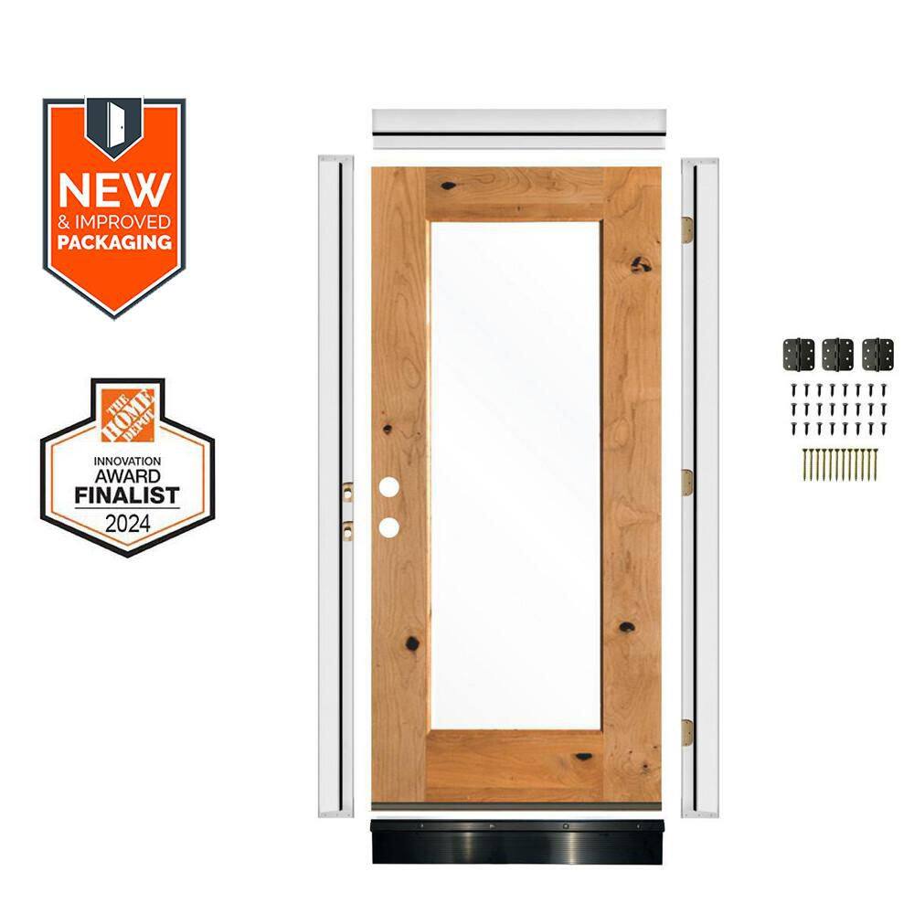 DIY 32in.x80in. Right-Handed Full Lite Clear Glass Clear Stain Knotty Alder Wood Front Door Kit w/ Quick Assemble Jamb price history on PriceWatchPro