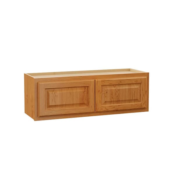 Hampton 36 in. W x 12 in. D x 12 in. H Assembled Wall Bridge Cabinet in Medium Oak