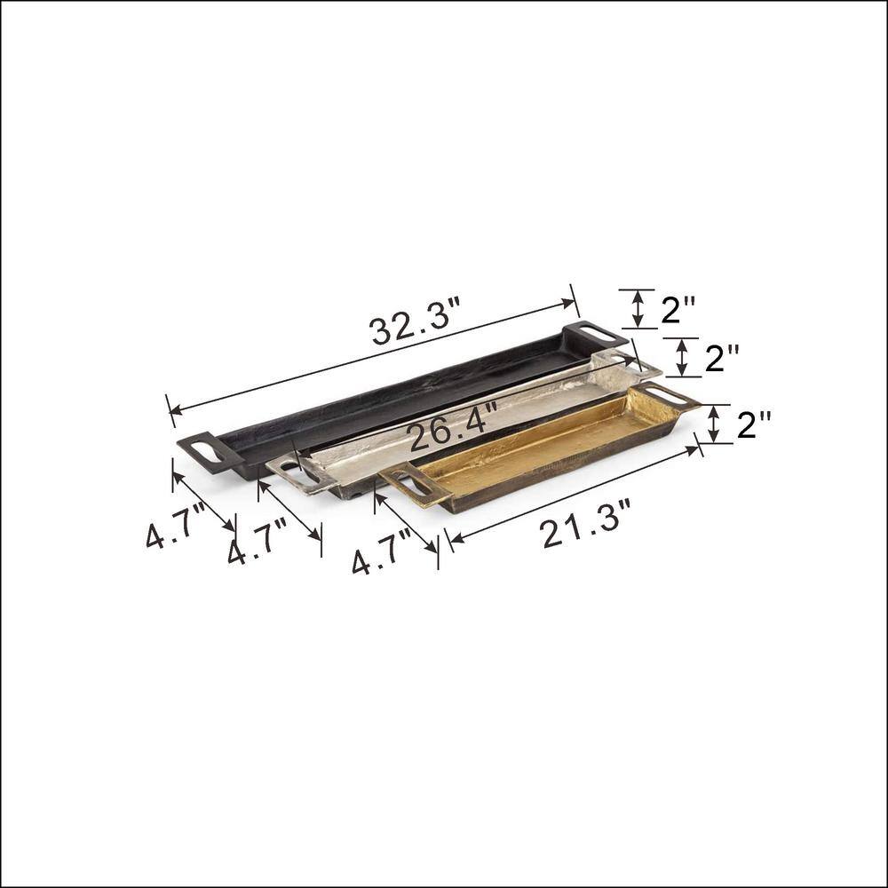 Danny Rustic Gold, Silver, and Black Aluminum Serving Trays - Set of 3