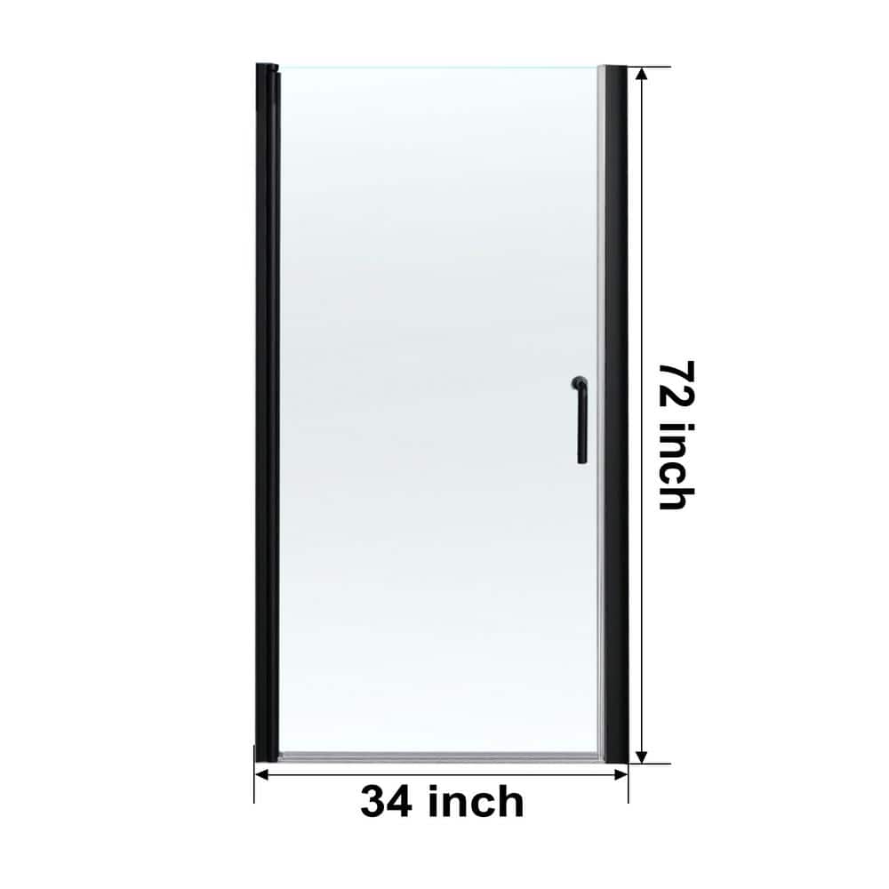 Matte Black Frameless Pivot Shower Door with Clear Glass