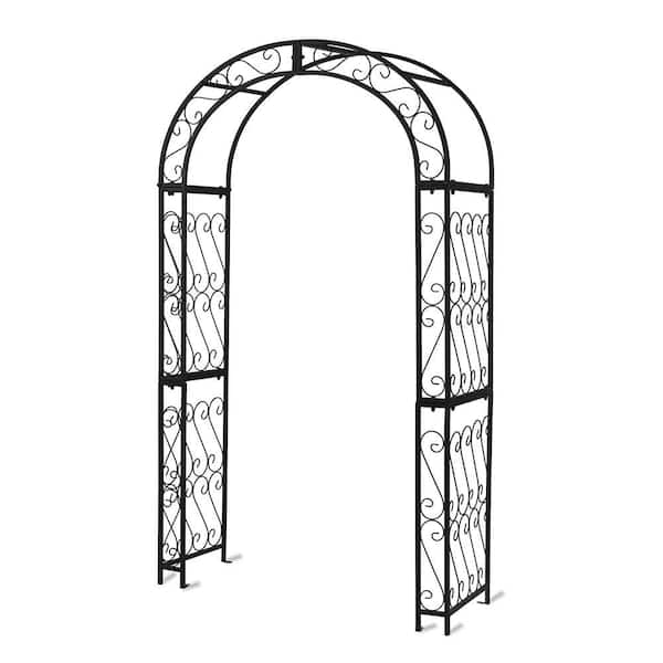 83.8 in. x 48.8 in. Sturdy Metal Iron European-Style Garden Arbor Black Trellis for Climbing Plants Outdoor Decorations