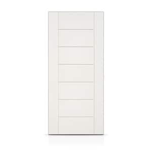 36 in. x 80 in. Reversible Frosted Exterior White with Designer Decorative Fiberglass Front Door Slab Without Glass