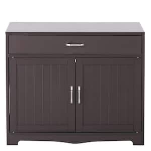 31.5 in. W x 20 in. D x 26 in. H Brown Linen Cabinet Cat Litter Box with Drawer and Cat Washroom Storage for Bathroom
