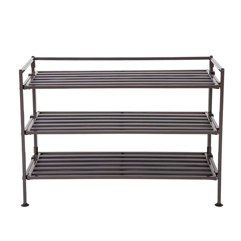 Espresso Metal 3-Tier Stackable Shoe Storage Rack