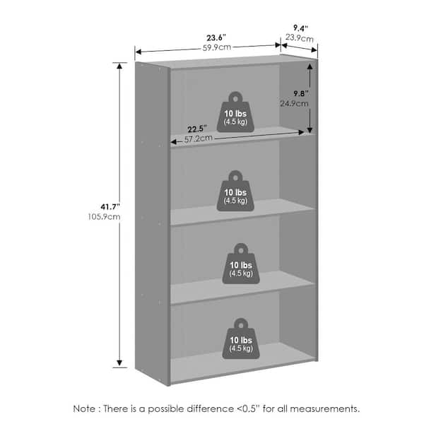 Furinno Simple 41.7 in. Tall Espresso Wood 4-Shelf Bookcase