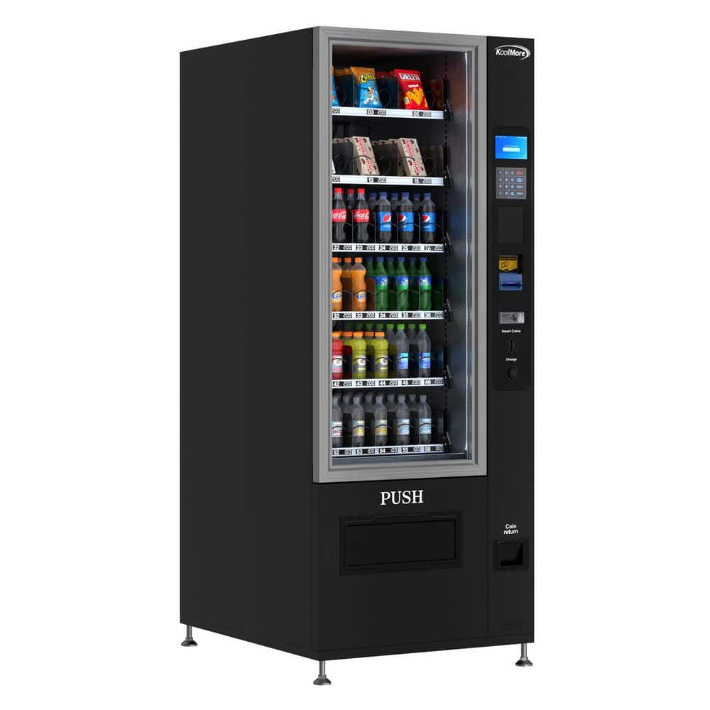 39 in. Refrigerated Vending Machine, 36 Slots With Bill and Coin Acceptor in Black, 35 cu. ft.