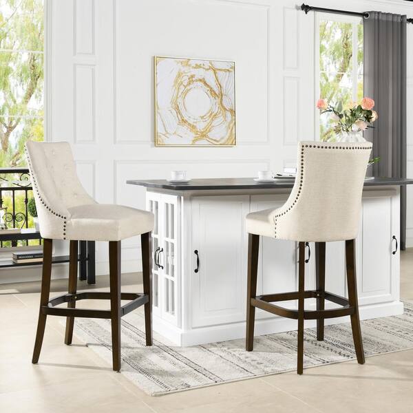 Jennifer Taylor Laura 45 5 In Coconut, White Linen Counter Stools
