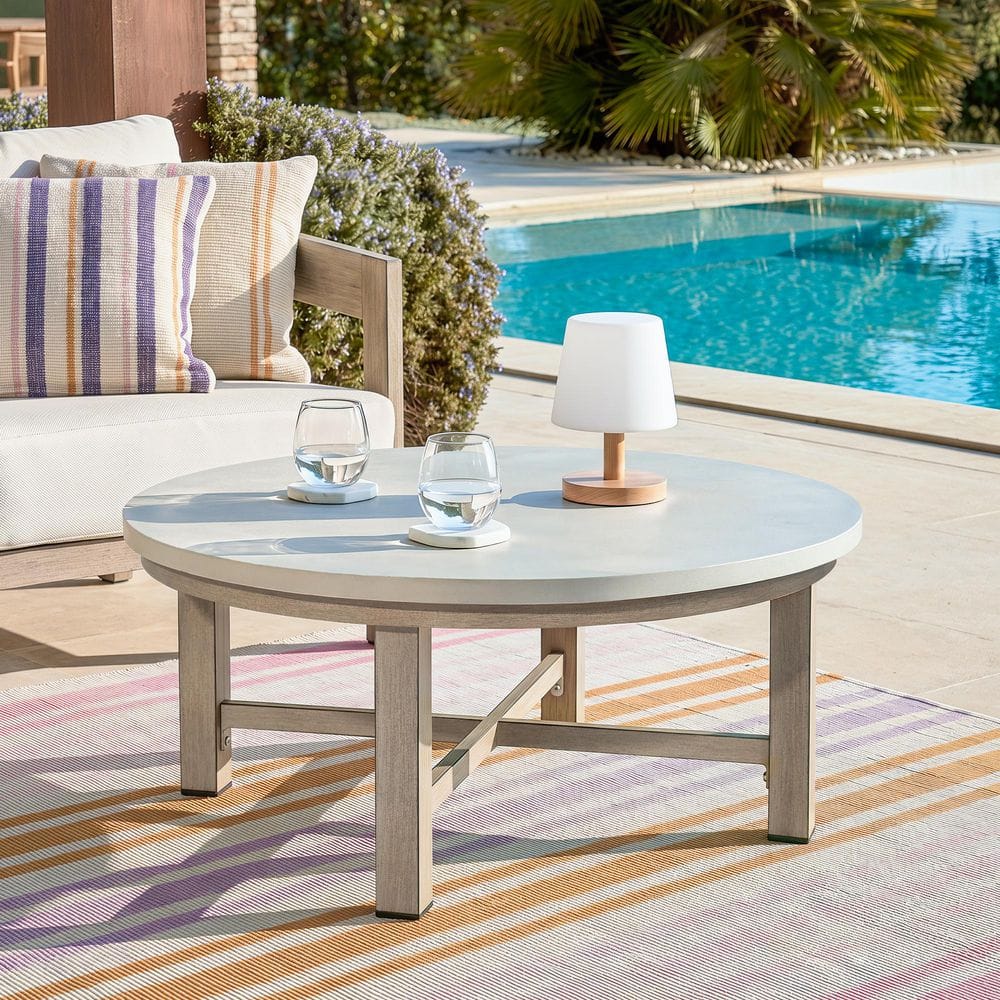 Round Aluminum Patio Outdoor Coffee Table