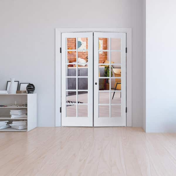 Krosswood Doors 64 in. x 96 in. Craftsman Shaker 12-Lite Right Handed MDF  Solid Hybrid Core Double Prehung Interior Door PHID.SH.422.54.80.138-RA -  The Home Depot