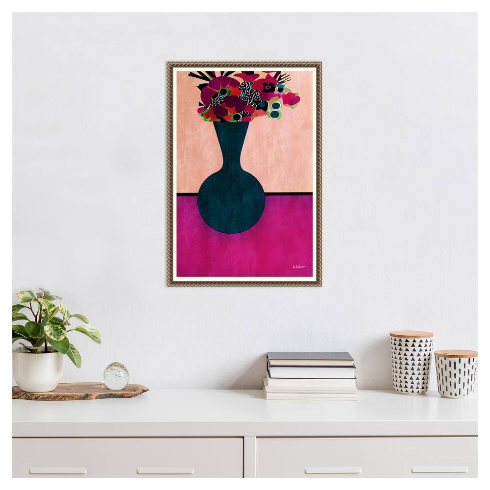 Vibrant Gem Tone Floral Canvas Art in Navy Blue Vase