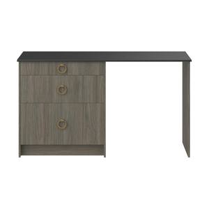 J COLLECTION Medora 61.5 in. W x 34.5 in. H x 24 in. D Textured Slab Walnut Simple Desk Bundle