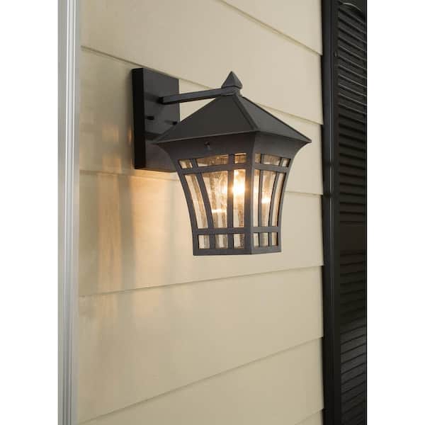 Herrington 7.25 in. W 1-Light Black Outdoor 11.75 in. Wall Lantern Sconce