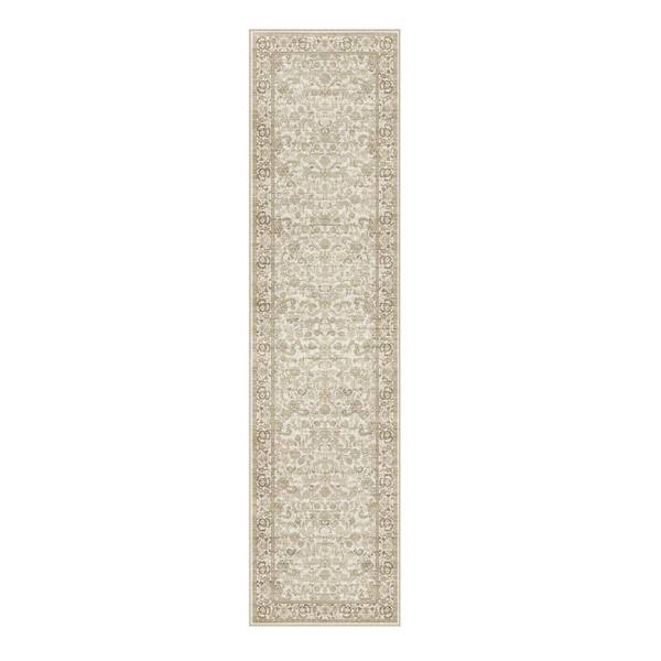 8 Brown Floral Washable Runner Rug