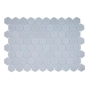 Glass Tile LOVE White Hot Love White 11 in. X 16.325 in. Hex Glossy Glass Mosaic Tile for Walls, Floors and Pools