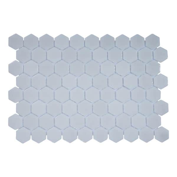 The Tile Doctor Glass Tile LOVE White Hot Love White 11 in. X 16.325 in. Hex Glossy Glass Mosaic Tile for Walls, Floors and Pools