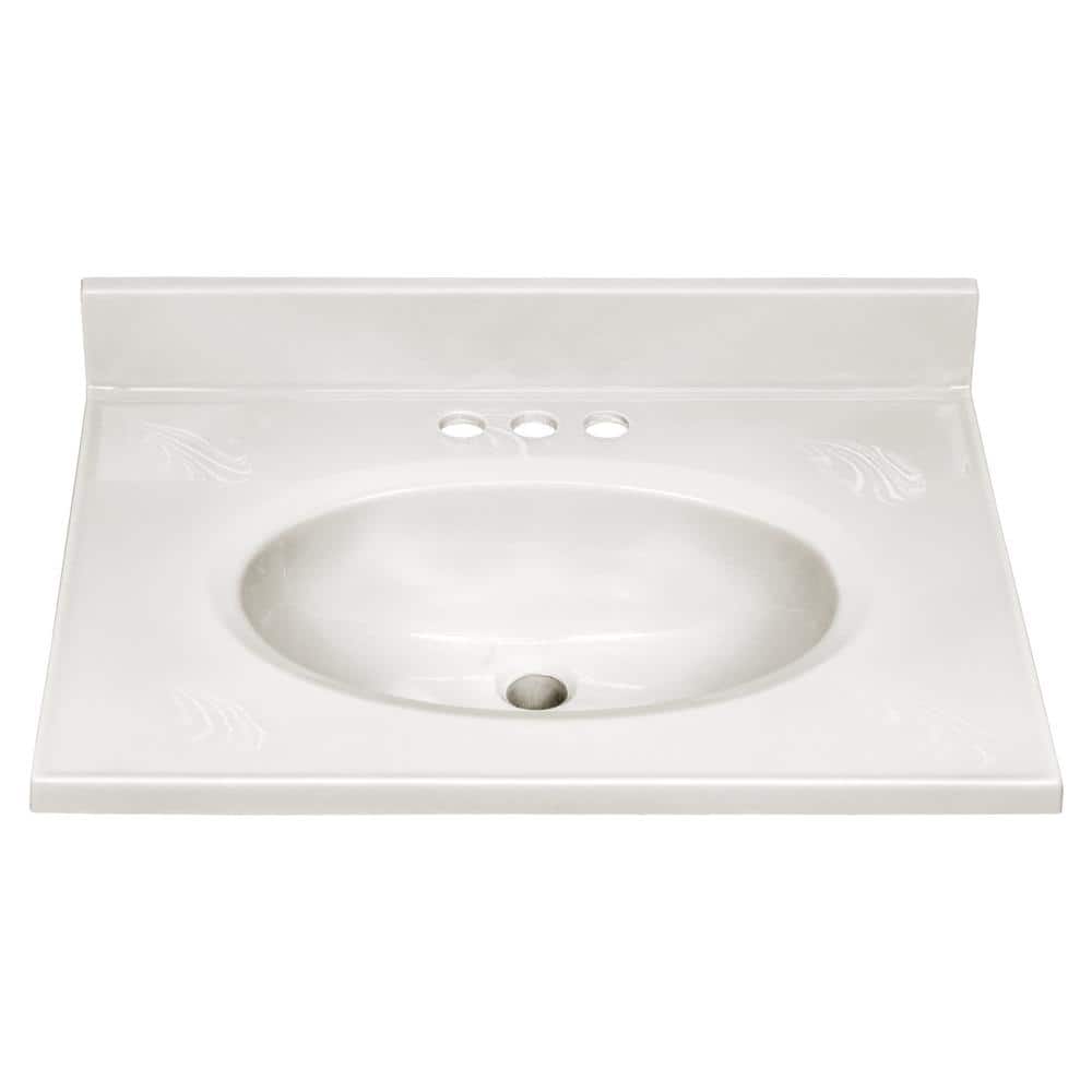 25-Inch Ivory Swirl Cultured Marble Vanity Top with Backsplash