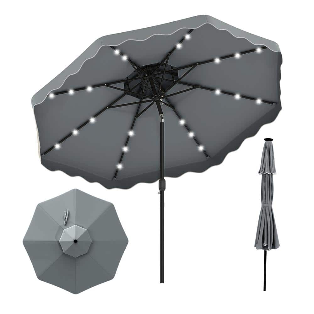 10 ft. Polyester and Metal Market Patio Umbrella with Crank Lift, Push Button Tilt, Gray price history on PriceWatchPro
