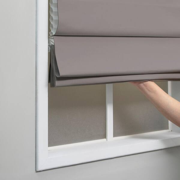 Malawi interferentie Blaast op Perfect Lift Window Treatment Gray Cordless Blackout Energy-Efficient  Cotton Roman Shade 23 in. W x 72 in. L 3QGR230720 - The Home Depot