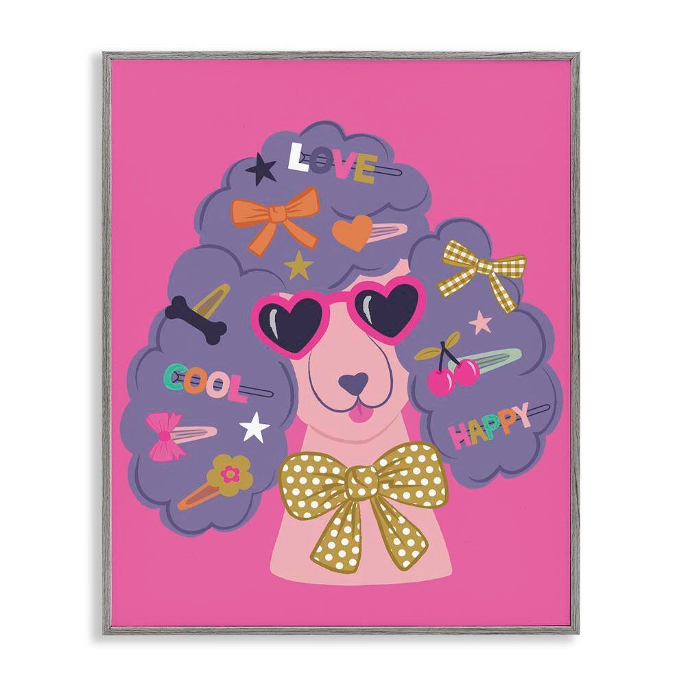 Poodle with Hair Baubles by Lisa Perry Whitebutton Gray Framed Animal Giclee Art Print 30 in. x 24 in. price history on PriceWatchPro