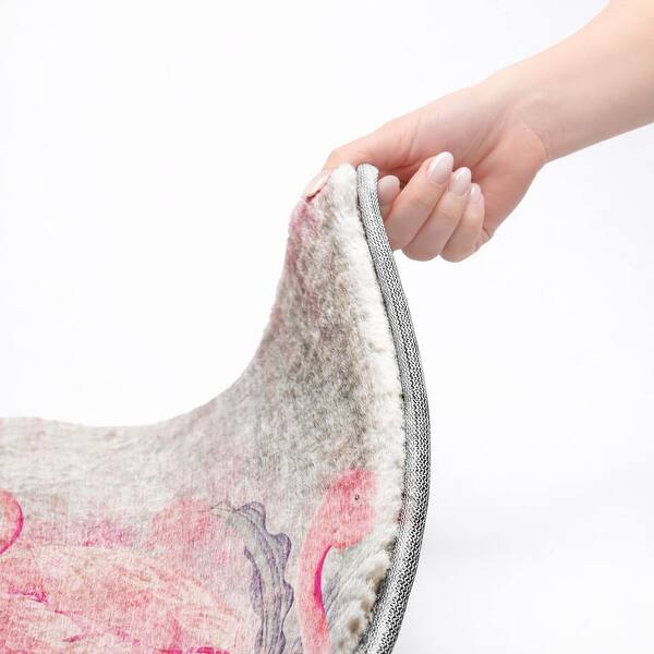 Dream Shag Premium Machine Washable Abstract ADS197 Pink 8 ft. x 8 ft. Round Rug