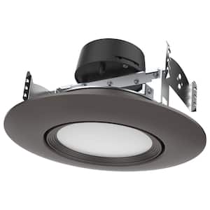 5in. / 6in. 10.5 Watt CCT Selectable Bronze Retrofit Integrated LED Recessed Light Trim Gimbaled Downlight 120V