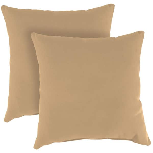 Jordan Manufacturing Sunbrella 16 in. x 16 in. Canvas Camel Solid Square Knife Edge Outdoor Throw Pillows (2-Pack)