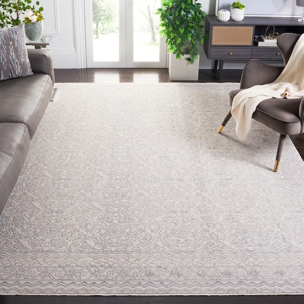 Sabrina 8 ft. x 10 ft. Ivory/Gray Ornate Border Area Rug
