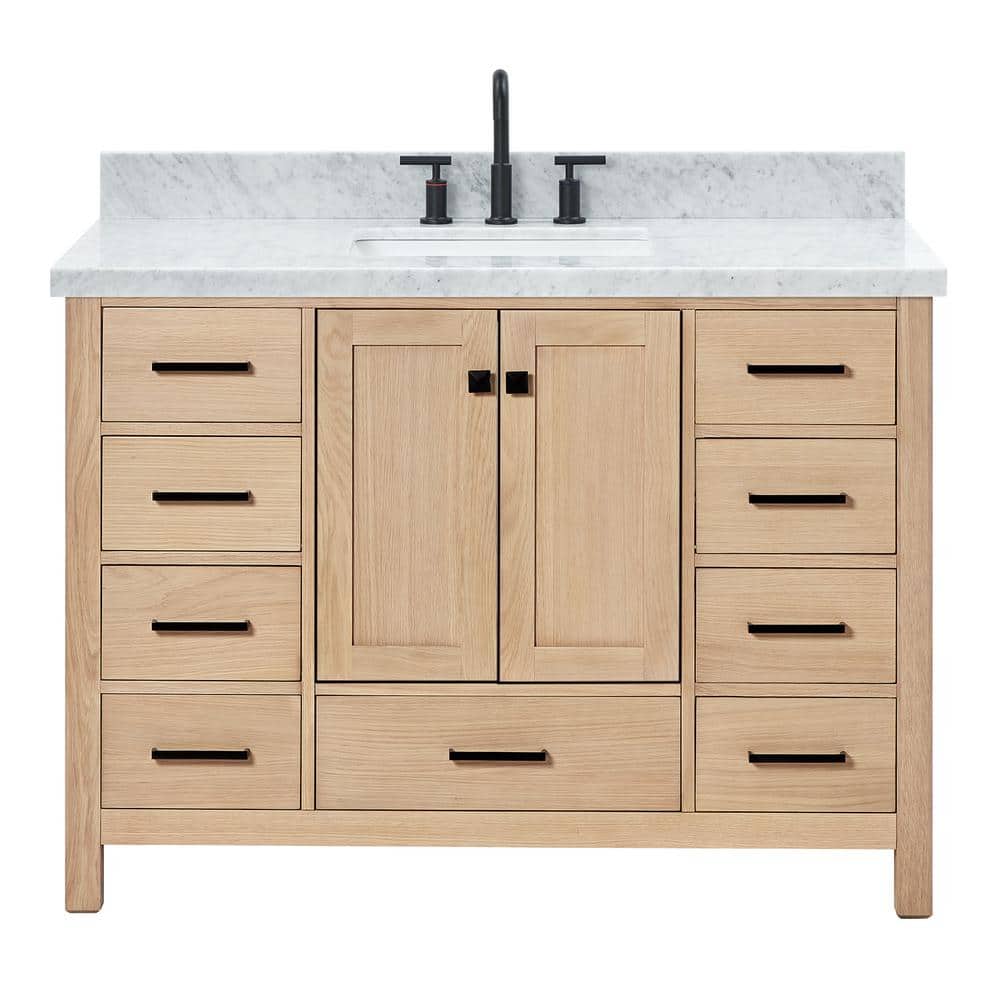Cambridge 49" Oak Freestanding Vanity with Marble Top
