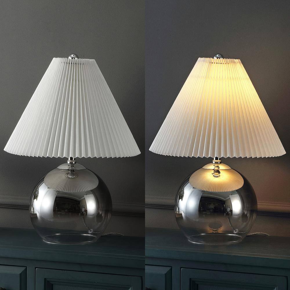 Louisa 22.5" Smoke Gradient Glass and Chrome Table Lamp with Pleated Shade