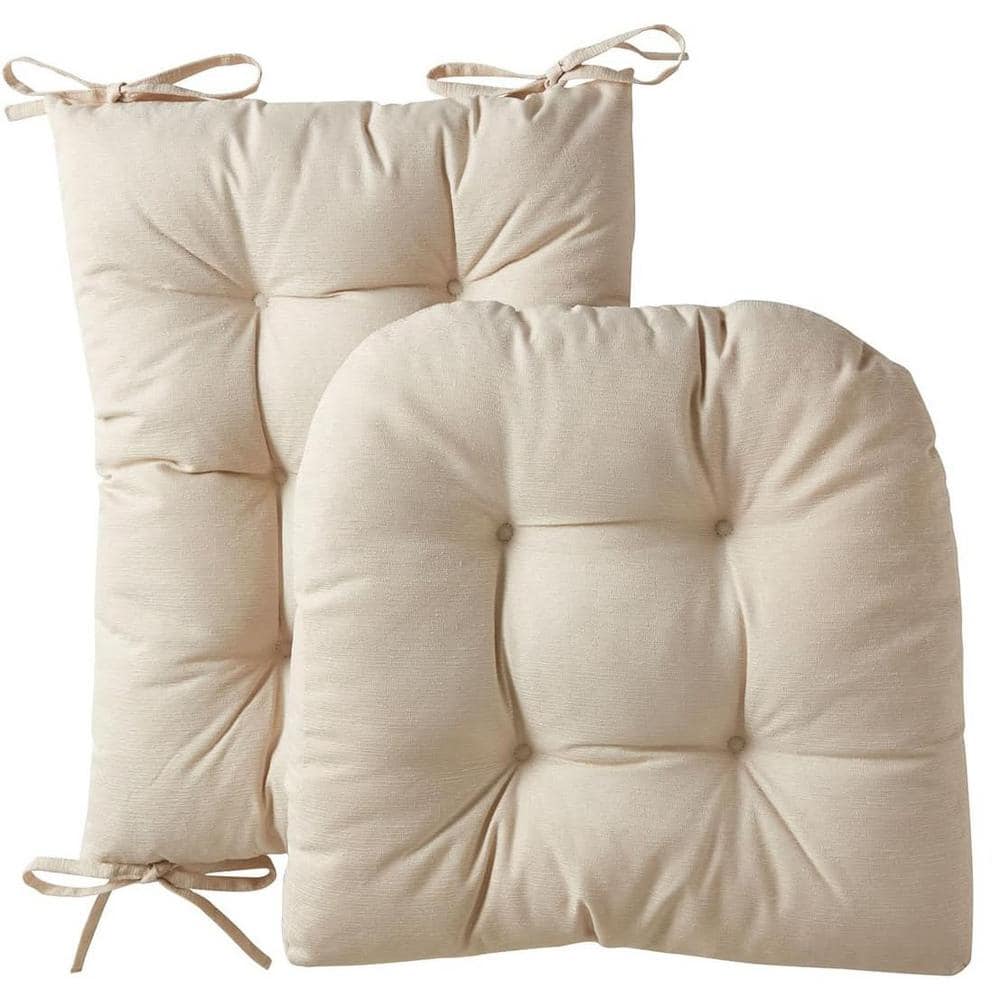 Tufted Pads Linen Rocking Chair Cushion Chair Pad (Set of 2)