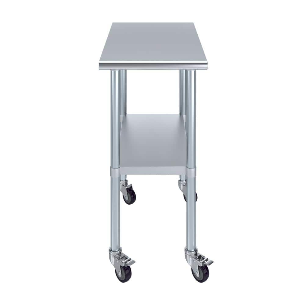 18" x 30" Stainless Steel Work Table with Casters and Undershelf